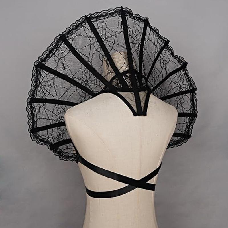 1 STK Mittelalterlich Retro Gothic Umhänge Ponchos Renaissance Stehkragen Spitze Umhang Halloween Rollenspiel Verkleidungsparty Cosplay Requisiten