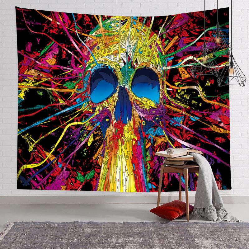 1pc Skull Printed Home Decoration Tapestry Wall Hanging Tapestries Beach Throw Towel Picnic Blanket Mat