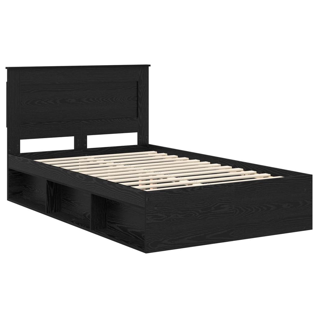 Single Bed Frame in Solid Pine Wood Black 120 x 190 cm