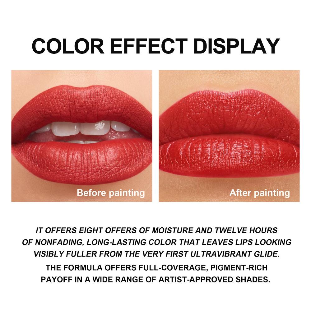 HANDAIYAN Velvet Matte Lipstick, Waterproof Long-Lasting Moisture Lip Makeup, Pigmented Smooth Nude Red Lipstick in Clear Floral Tube, Cosmetic