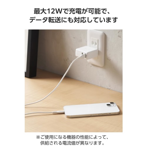 ELECOM Lightning Cable 1m Lightning to USB-A Apple Certified Product 12W iPhone Charging [Mfi Certified] White MPA-UALECD10WH