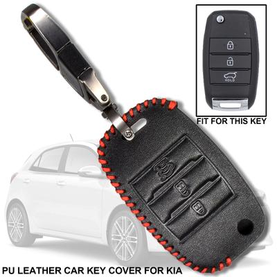Custodia per chiave auto per Kia Sedona Optima Ceed Soul Rondo Carens in pelle PU nera, portachiavi senza chiave, protezione decorativa