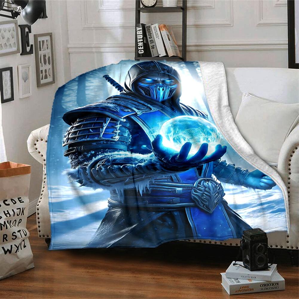 1pc Mortal Kombat Blanket Lightweight Flannel Throw For Sofa, Bed, Travel, Camping, Livingroom, Office, Couch, Chair, And Bed