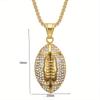 Rugby Zircon Pendant Stainless Steel Box Chain Men's Hip Hop Necklace Jewelry