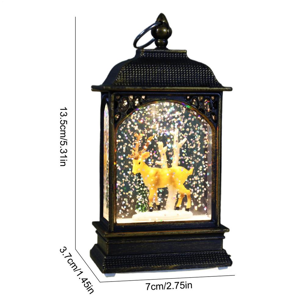 Christmas Decoration Snow Globe Lantern Santa Claus Elk Flattened Wind Lanterns Unique Led Lantern Christmas New Year Gifts
