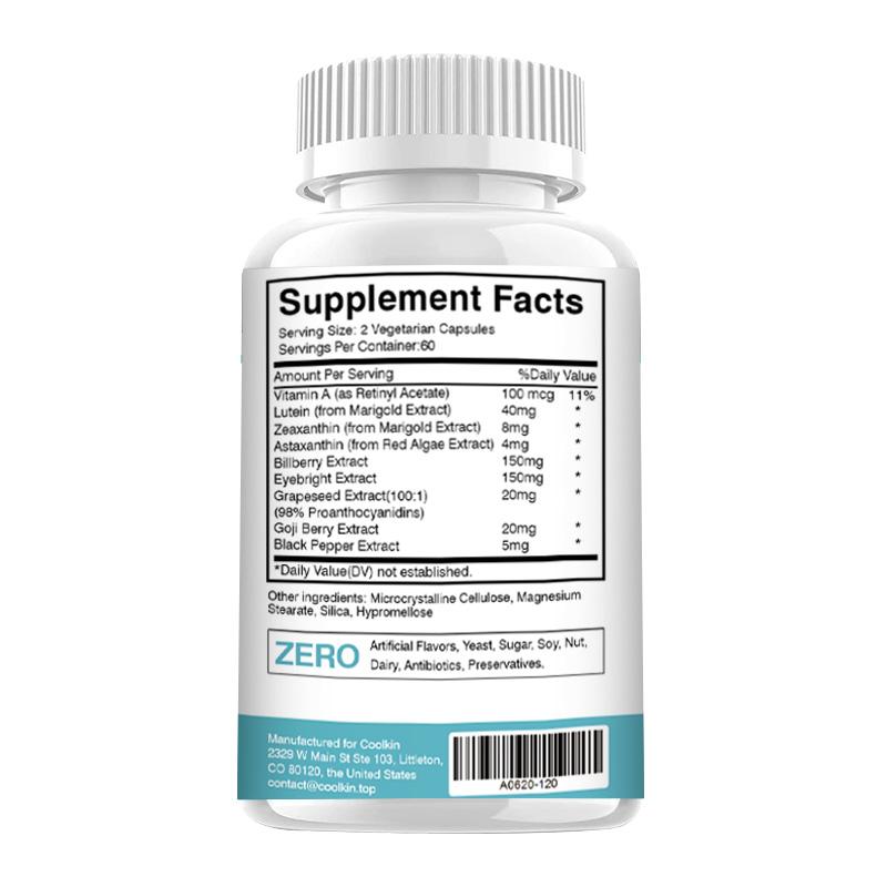 Lutein Eye Care Capsules - Contains Vitamin A, Zeaxanthin, Astaxanthin, and Bilberry Extract - Vision Health Supplement