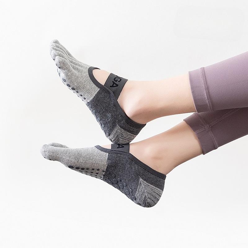 1 Pair Pilates Professional Non-slip Five-finger Socks Yoga Socks Women's Breathable Four-season Fitness Floor Yoga Socks