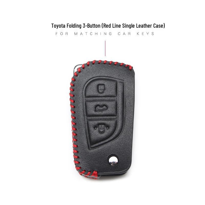 Leather Car Key Cover for 2017 Toyota Models: Corolla, Camry, Crown, Levin, Reiz, RAV4, Highlander