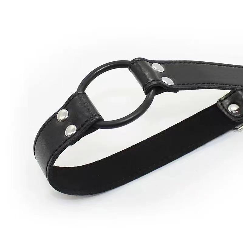 Căluș Erotic cu Inel de Fier & Piele PU pentru Jocuri Bondage în Cuplu