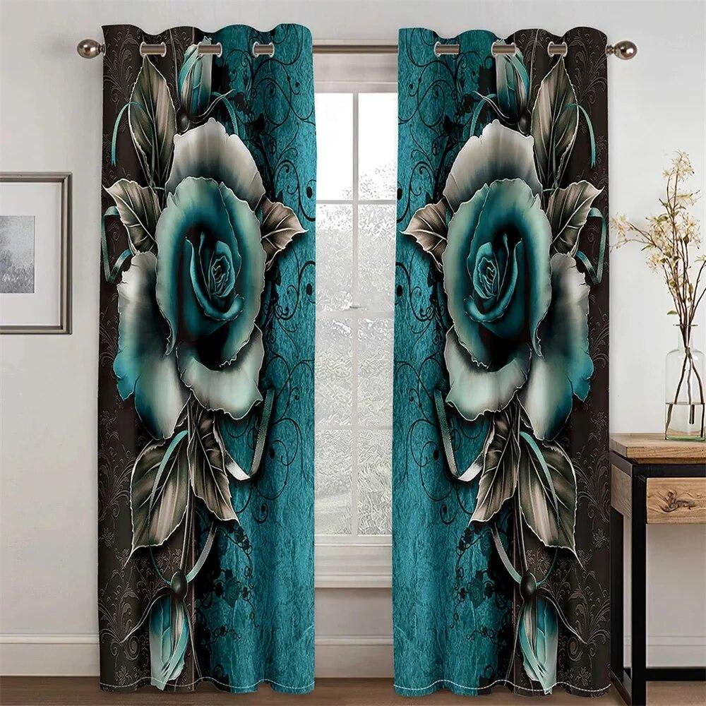 Romantic Love Swan Red Rose Flower Window Curtains Blinds For Living Room Kids Bedroom Bathroom Kicthen Door Home Decor