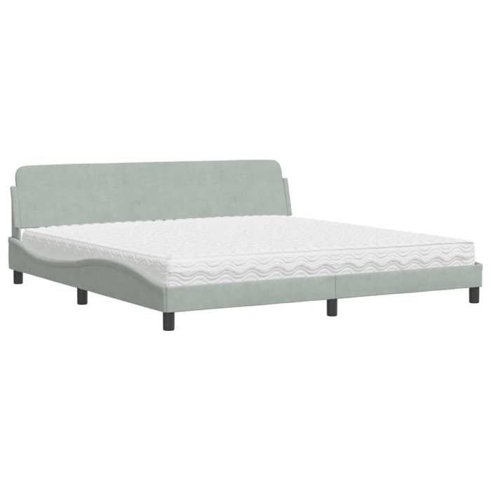 VidaXL Lit avec matelas gris clair 200x200 cm velours 3208471