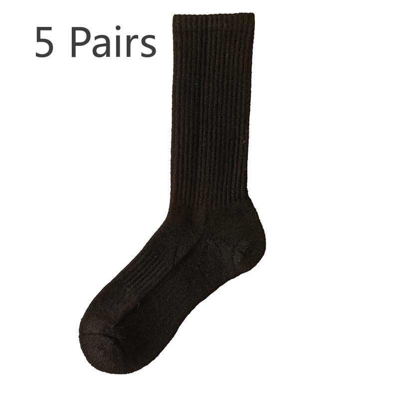 5 Pairs of Men's Winter Thick Wool Ring Heat Storage Lock Warm Wool Mid Tube Socks