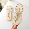 2025 summer Korean version of the new girls sandals princess shoes pearl flip-flops toe sandals baby shoes children's shoes