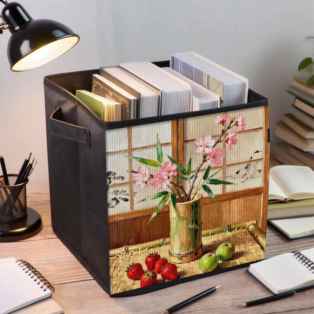 Flowers In A Bamboo Tube 5D Diamond Painting Storage Basket Full Round Drill Mosaic Diamond Embroidery Cross Stitch Kits Home Decor Home Decor