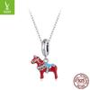 S925 Silver Dala Trojan Horse Pendant Red Wind Personality Diy Bracelet Beaded Accessories