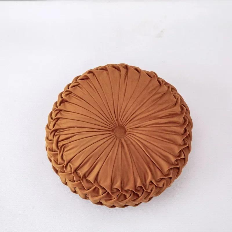 Hand-sewn Light Luxury Small Pumpkin Wheel Round Pillow Available for All Seasons Living Room Sofa Tatami Cushion