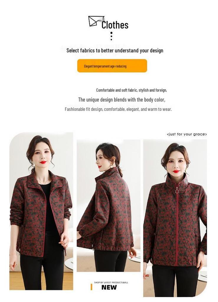 2026 Women's Plus Size Spring Jacket for Middle-Aged & Elderly