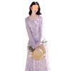 Elegant Purple Suspender Dress & Sun Protection Cardigan Set