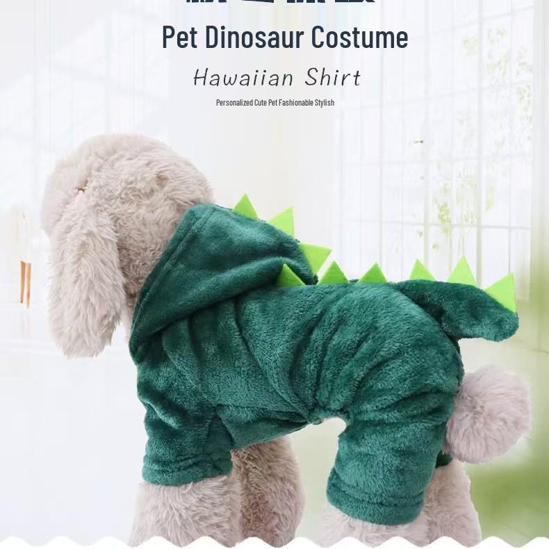 Cozy Dinosaur Flannel Outfit for Small to Medium Pets - Ideal for Autumn and Winter
