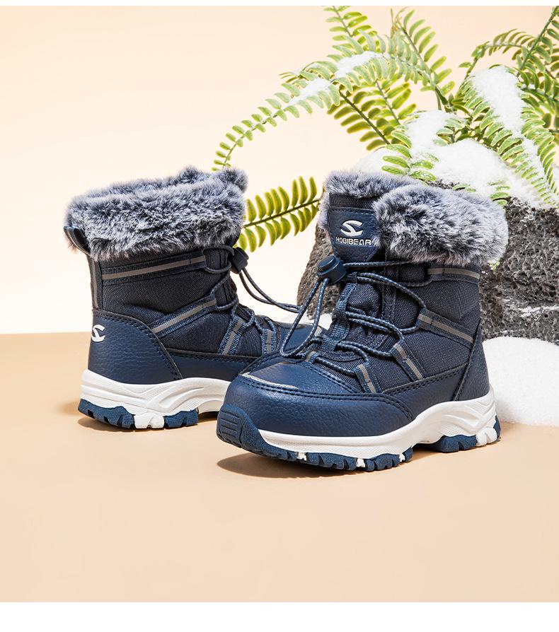 Happy Bear Kids' Winter Snow Boots - Warm, Mid-Calf, Velvet-Lined Cotton Boots for Boys and Girls