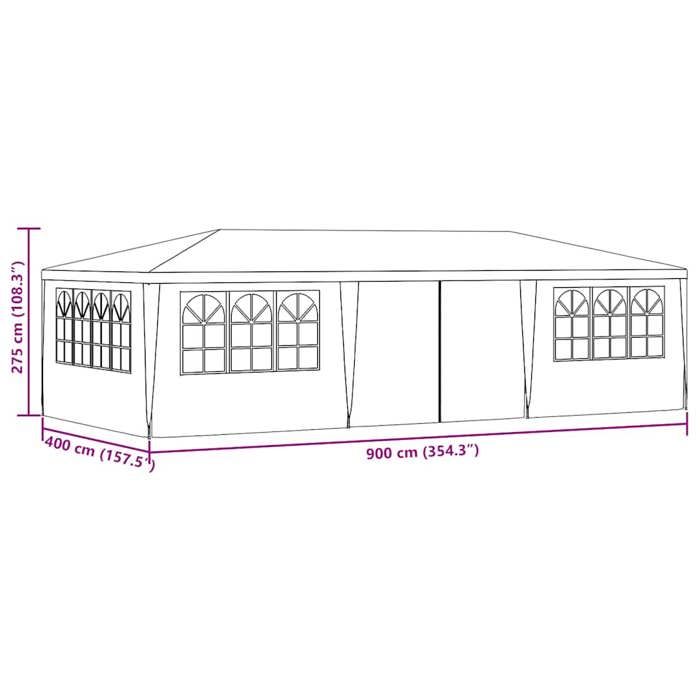 VidaXL Tente de Réception avec Parois Latérales Belvédère Tonnelle Pavillon Chapiteau Mariage Barbecue Voyage de Camping 4x9 48540