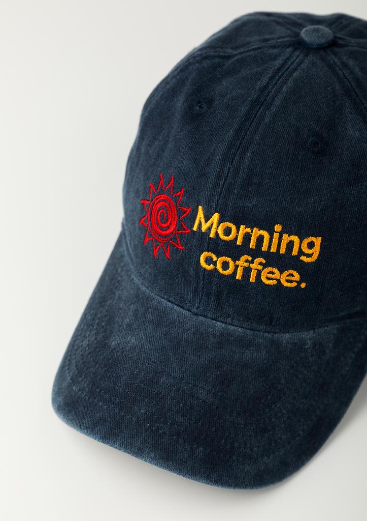 Moningkeopileonkeulleob Morning Coffee Sun Logo Ball Cap Stone Washed Navy