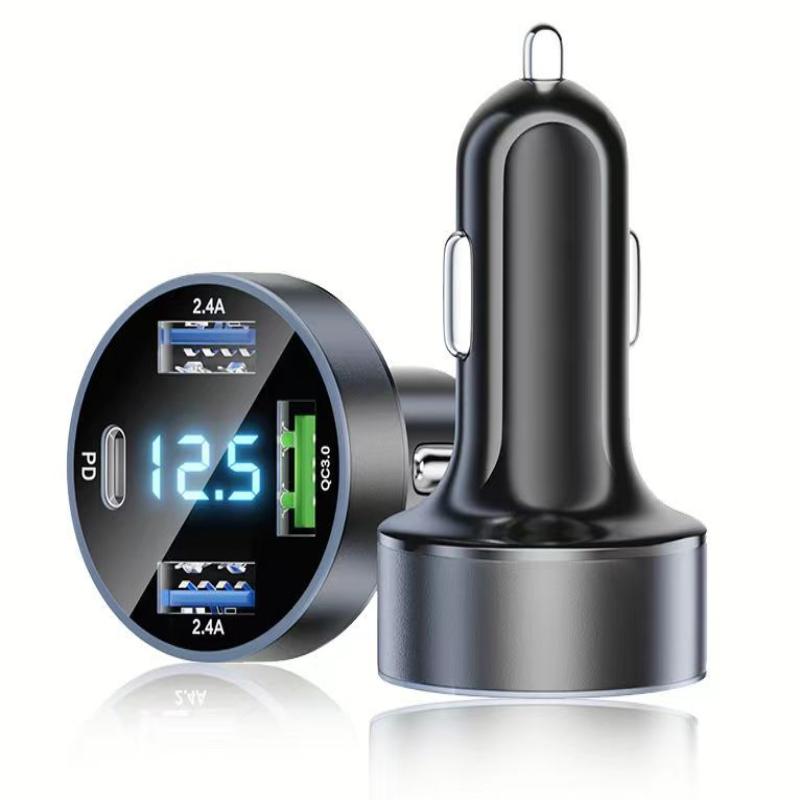 66-250W Pd Car Charger Qc3.0 Fast Charge One To Six Car Cigarette Lighter Plug Car Charger Flash Charge With Digital Display