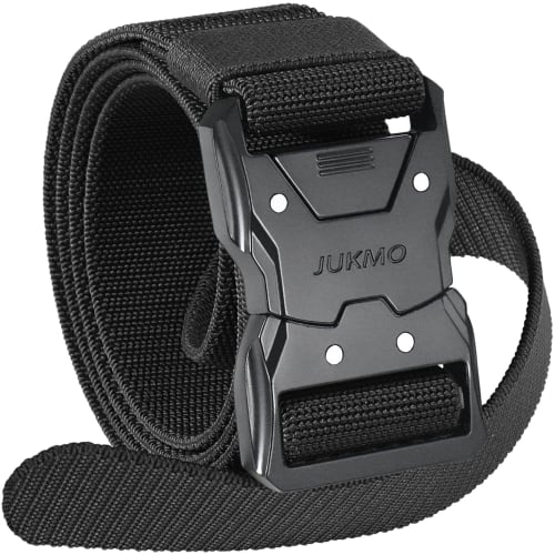 

JUKMO Men s Quick Release Tactical Belt, Military Belt, Black (Size M - Waist Length 91cm-105cm (Total Length 125cm))