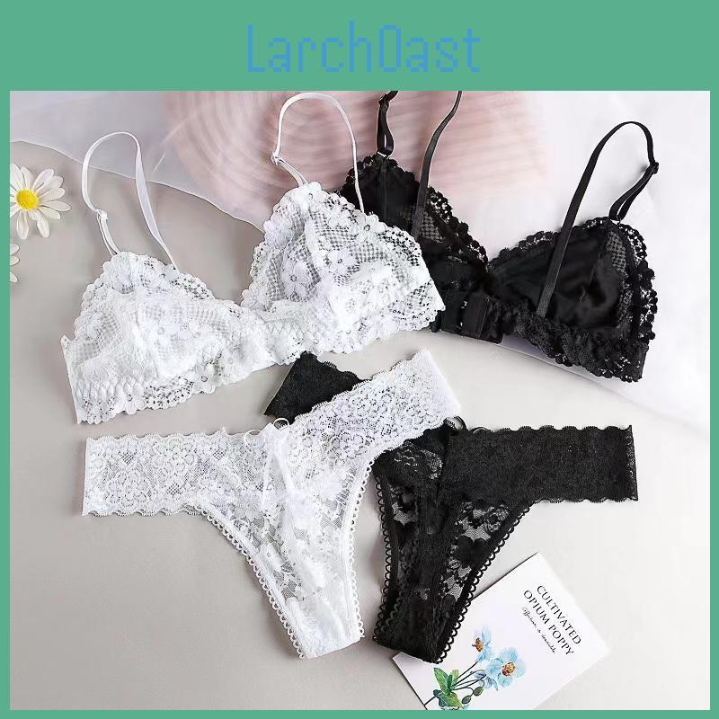 Transparent Sexy Set Bra Women Lingerie Set Underwear Wirefree Low Waist Soft Comfort Ultrathin Brassiere Thong