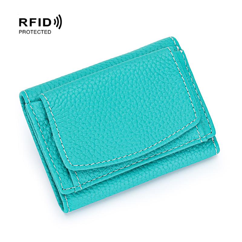 Kompaktowy portfel trójdzielny w stylu japońsko-koreańskim z prawdziwej skóry