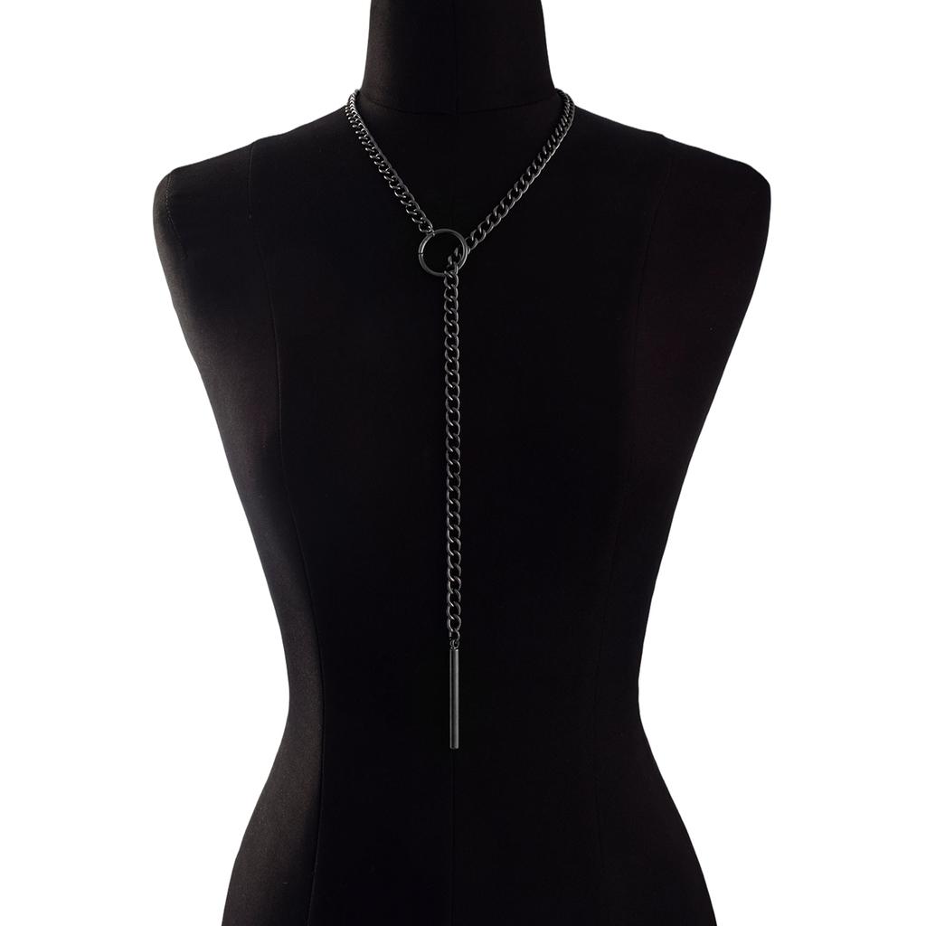 Collana Lunga Nera a Catena con Ciondolo a Barra Gotico Choker da Donna Lariat Collana a Strati Estetica Alternativa Gioielli