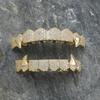 Htpwe Hip Hop Full CZ Stones Teeth Grillz Caps Cubic Zircon Iced Out Micro Pave Top&Bottom Charm Grills For Men Women Zircon
