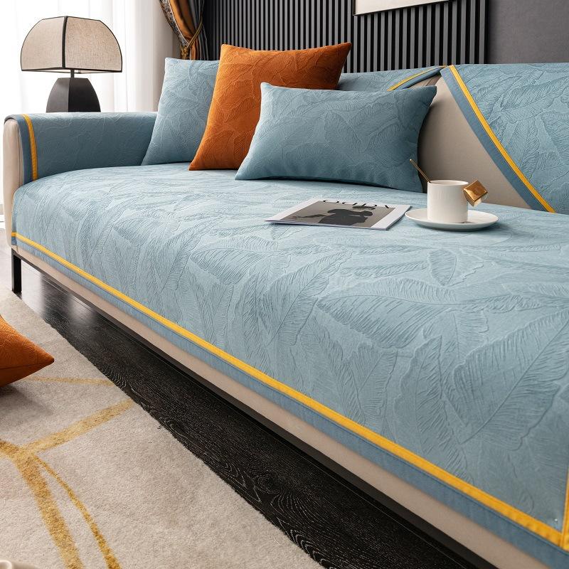 Hollanda Kadifesi Kanepe Minderi Kılıfı Yaprak Jakarlı Kanepe Örtüsü Kaymaz Köşe Koltuk Örtüsü Oturma Odası için L Şeklinde Kanepe Yastığı