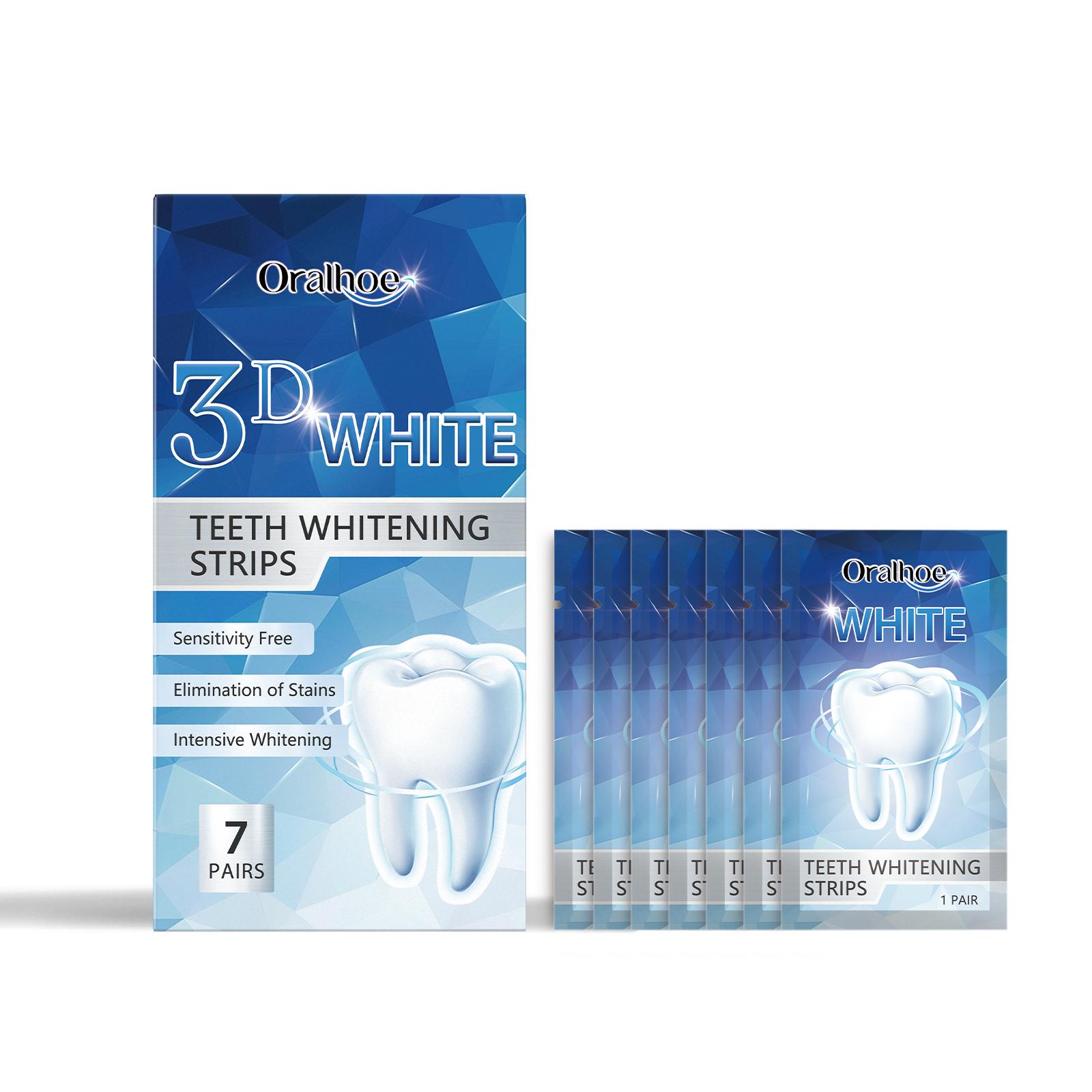 Oralhoe 3D Teeth Whitening Stickers 7pairs Dazzling White Dental Stickers Dental Film Dental Cleaning Patches