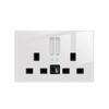 White LED Indicator Light Switch Panel Glass Piano Key Self-reset Wall Switch socket,UK Universal USB Type-C Electrical Outlet