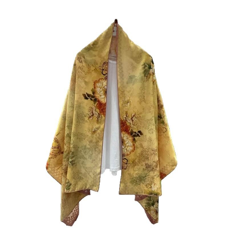 Chinese style national style silk scarf fragrant cloud yarn Chinese style summer sun protection thin scarf high sense versatile retro streamer silk sc