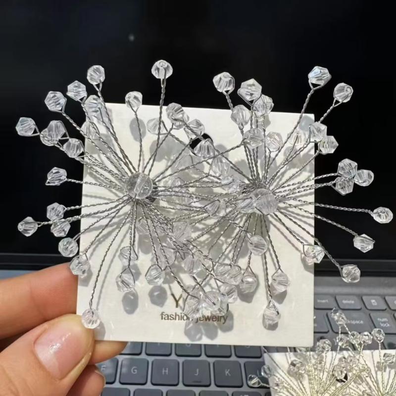 Bridal Jewelry Snowflake Earrings Women'S Accessories Sparkling Exaggerated Ear Studs Beaded Crystal Earrings Special Occasions