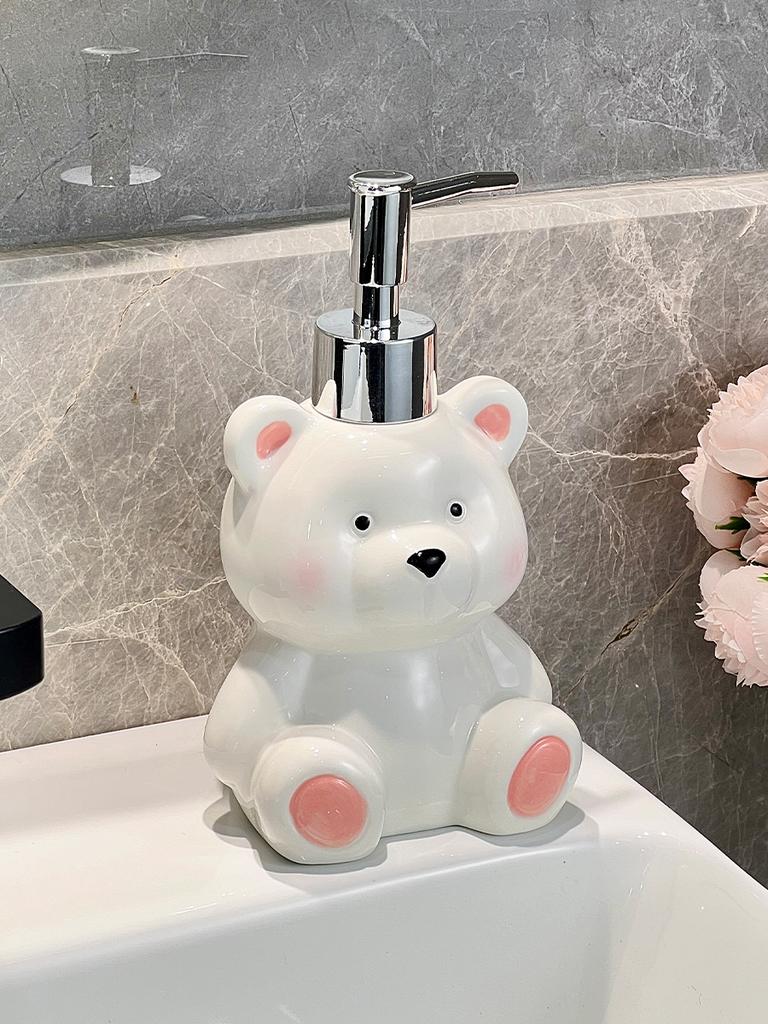 Ceramic teddy bear hand sanitizer press bottle bathroom shampoo and shower gel dispenser bottle bathroom soap dispenser