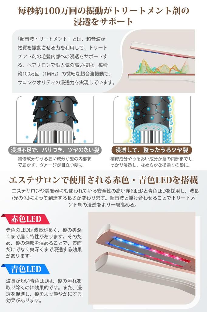 Ryanboo Ultrasonic Hair Treatment Iron, 1MHz Ultrasonic Treatment Introducer, Treatment Penetration Promotion, Hair Care, Blue & Red LED, Infrared