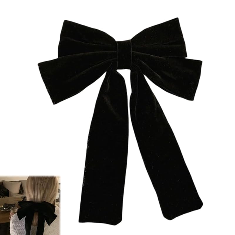 

MHSKNHW Velvet Ribbon Hair Clip, Black, Stylish Hair Ornament for Adults, Perfect for Weddings and Graduations, Cute Black Hair Clip for Hair