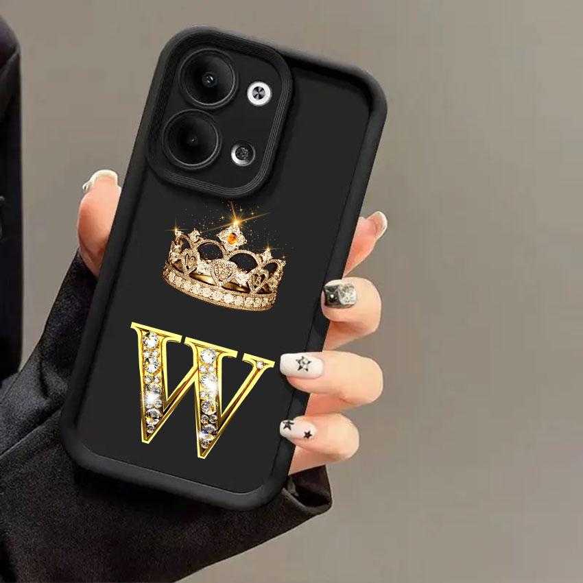 Crown Initial Letter T W R N Phone Cases For Oppo Reno 14 13 12 11 F 10 5G 6 7 8 Pro Plus Cover 8T 7Z 8Z 14Pro Shockproof Fundas