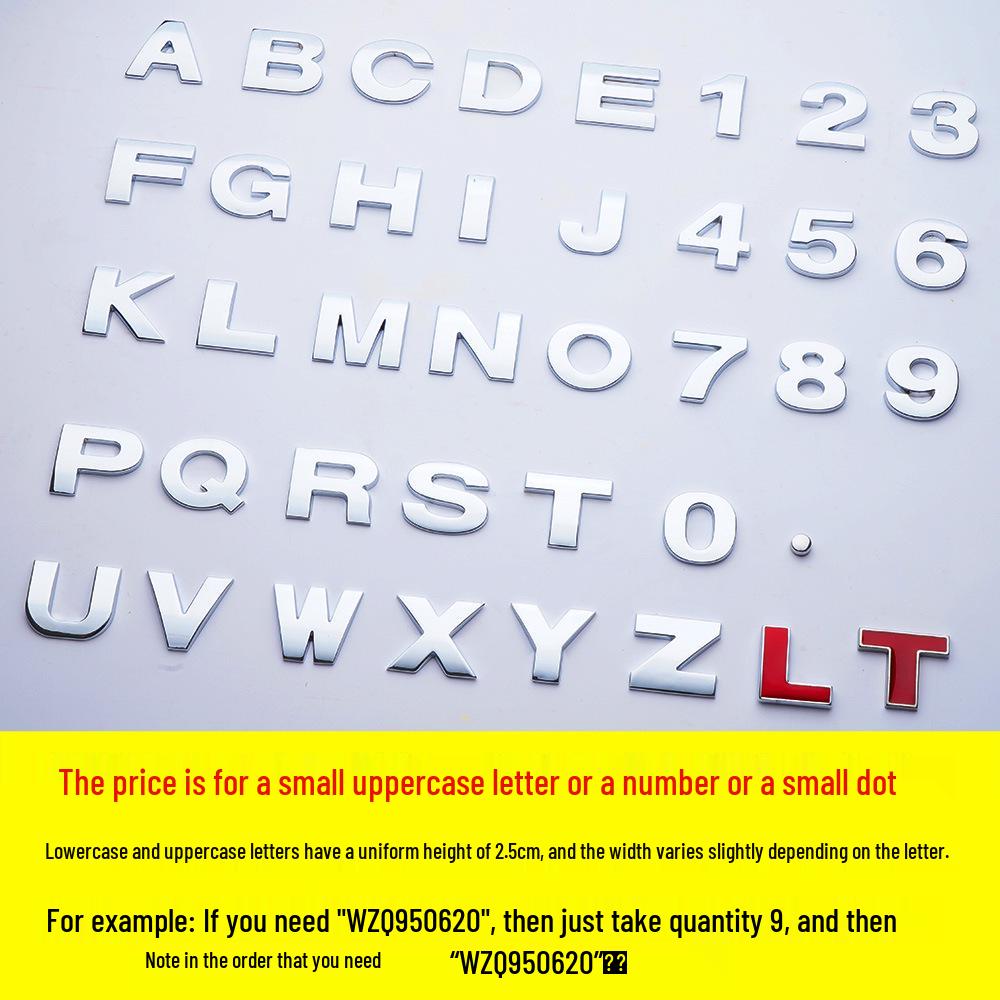 

Креативная наклейка на автомобиль: Металлические строчные буквы на заказ для персонализации