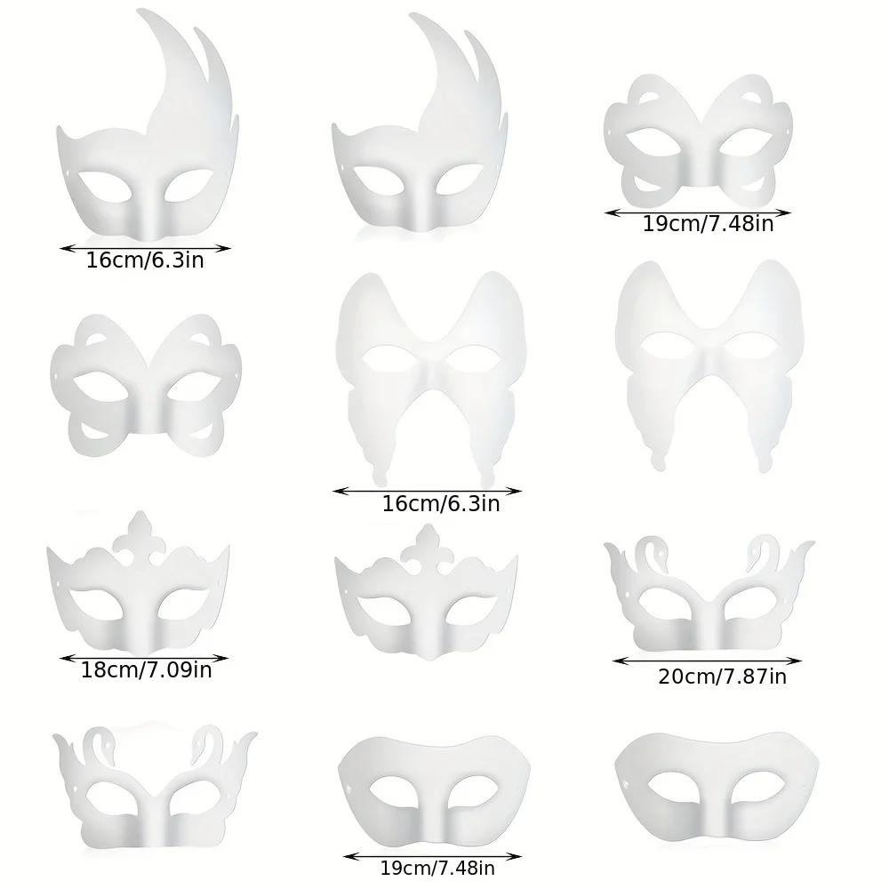 Different DIY Unpainted White Masquerade Masks Bulk for Carnival,Opera, Masquerade,Role-Playing,Dance Party | Paper Material