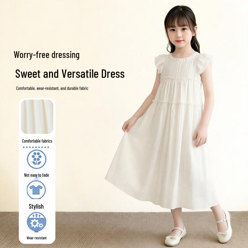 Girls  Summer Flutter Sleeve Tiered Midi Dress 160