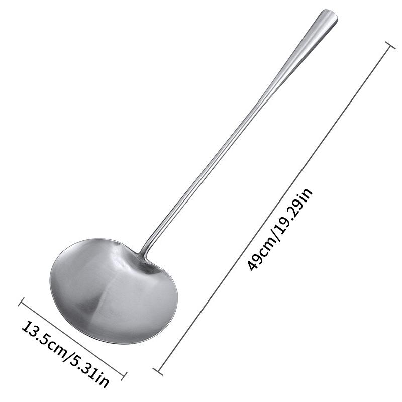 Łyżka do zupy, Łopatka do woka, Łyżka-szufelka z dłuższym uchwytem, Odporna na rdzę, Odporna na ciepło, Trwała stal nierdzewna formowana integralnie