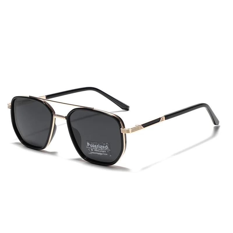 Sunglasses Men Retro Style Metal Frame Sun Glasses Double Bridge Driving Uv400 Eyewear Hombre
