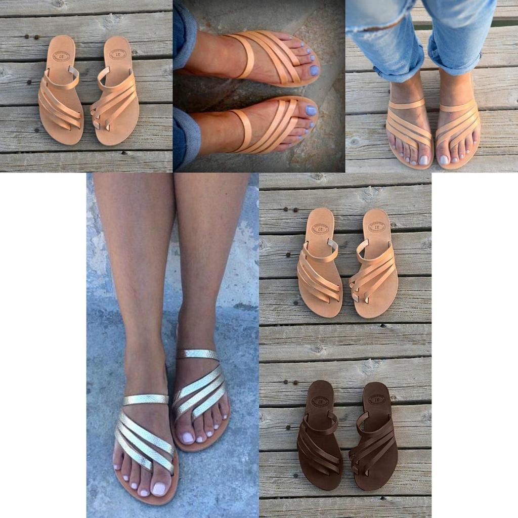 Fashion Women Slide Flat Slippers Flip Flops Casual Greek Leather Sandals Summer Premium Quality