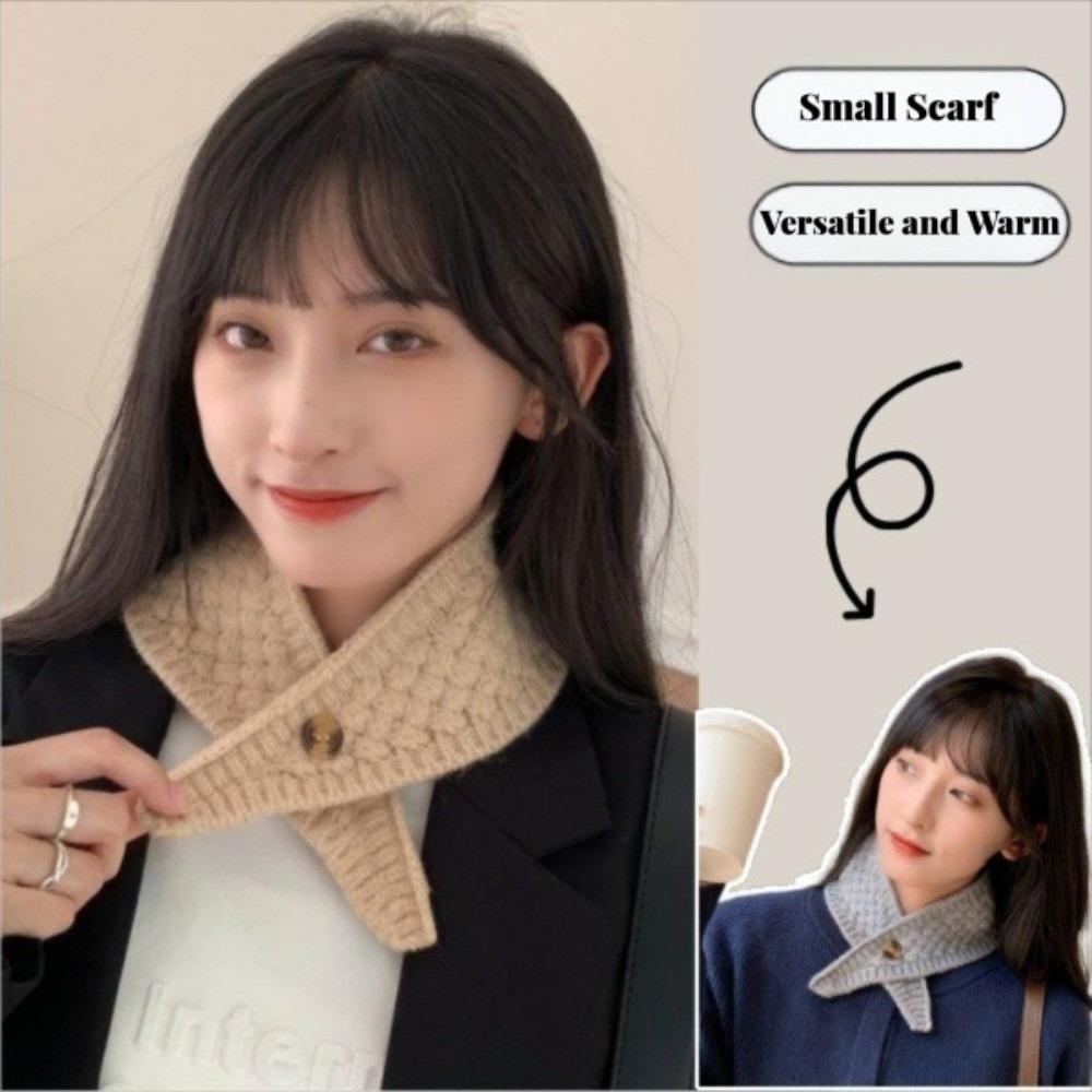 Cold Resistant Knit Triangular Scarve Solid Color Knitted Cross Scarf False Collar  Female