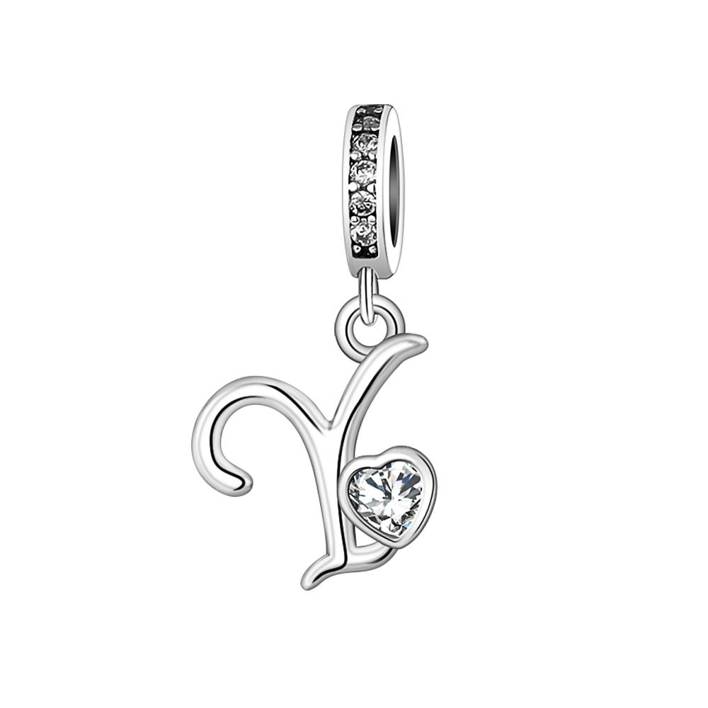 New 26 AZ Letter S925 Sterling Silver Small Letter Pendant Suitable for Original  Bracelet Necklace DIY Jewelry Pendant