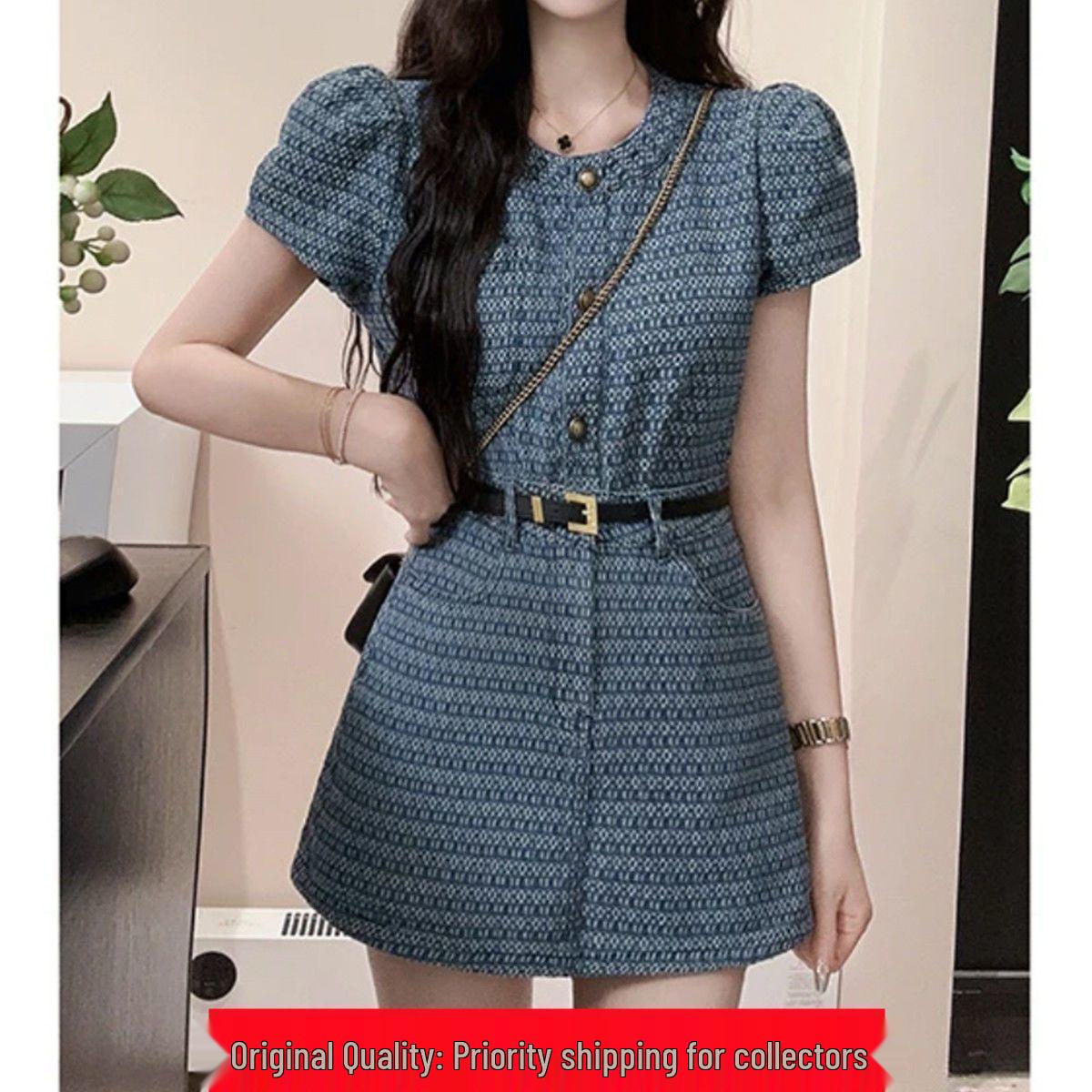High-End Hong Kong Style 2026 Summer Fashion Denim Top Shorts Set for Women L 55-60kg